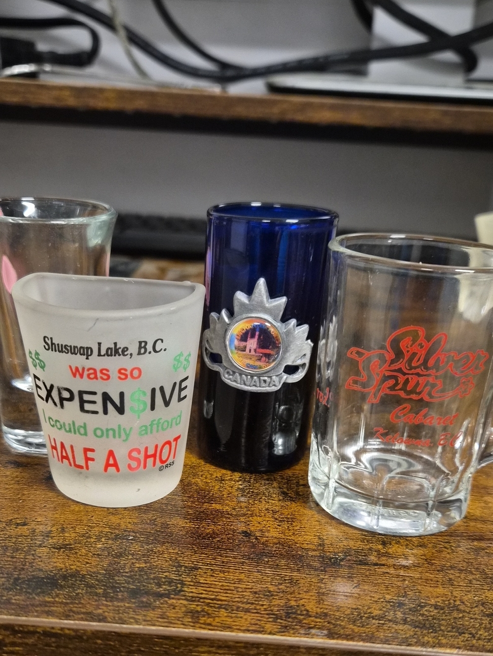 Canadian Blue Glass with Silver Maple Emblem, Shuswap Lake, Kelowna, B.C.